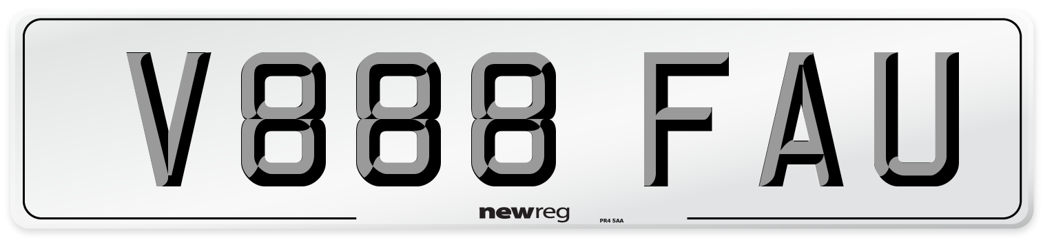 V888 FAU Number Plate from New Reg